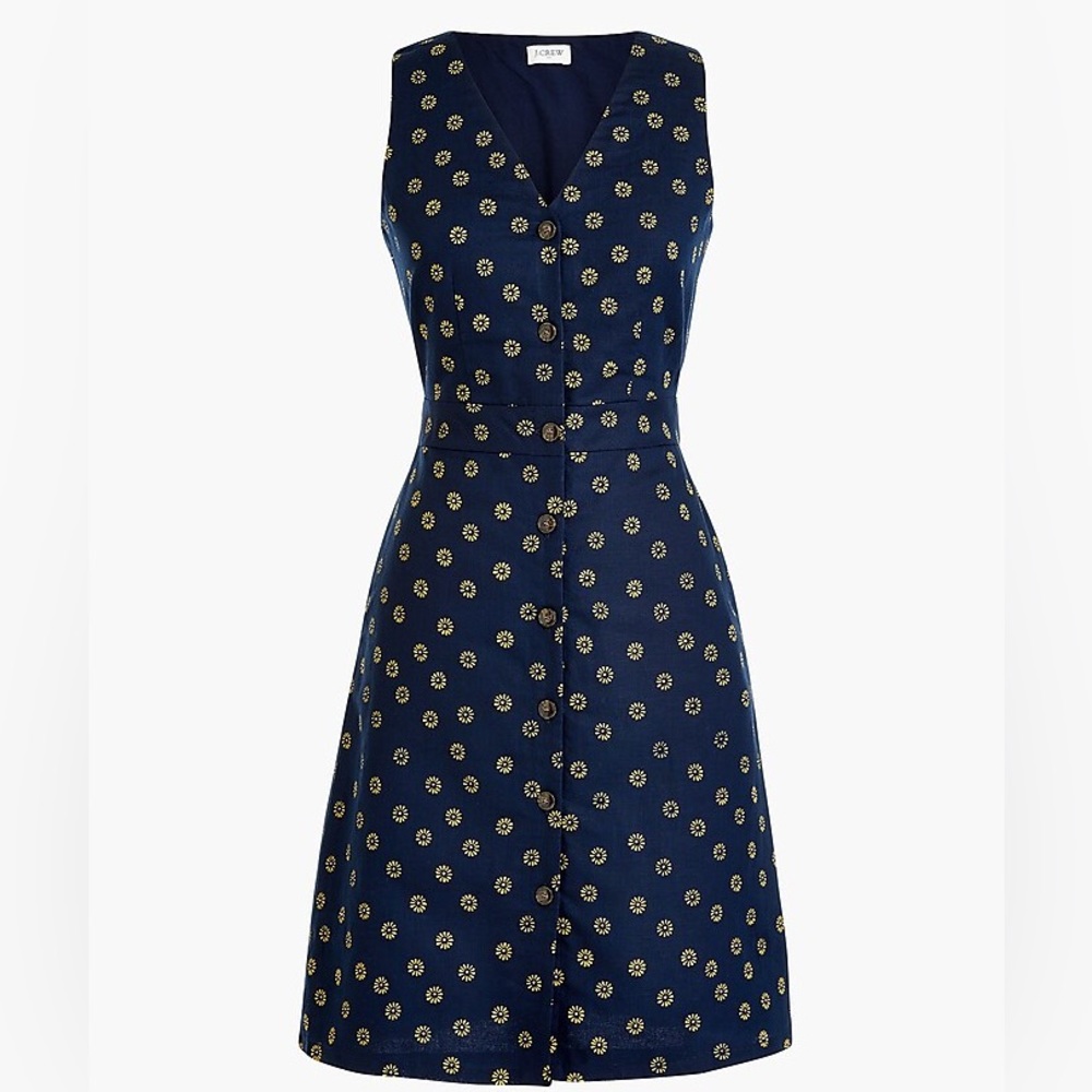 J. Crew factory V-neck button-front dress in cotton-linen size 20